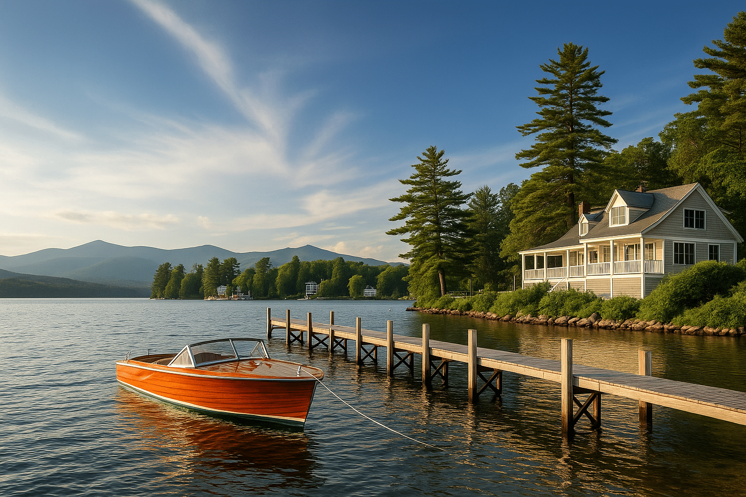 Deep water dock with large yacht